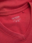 Tricou clasic din bumbac BASIC pentru bărbați cu decolteu tip echipaj - roșu melange V17 OM-TSBS-0145