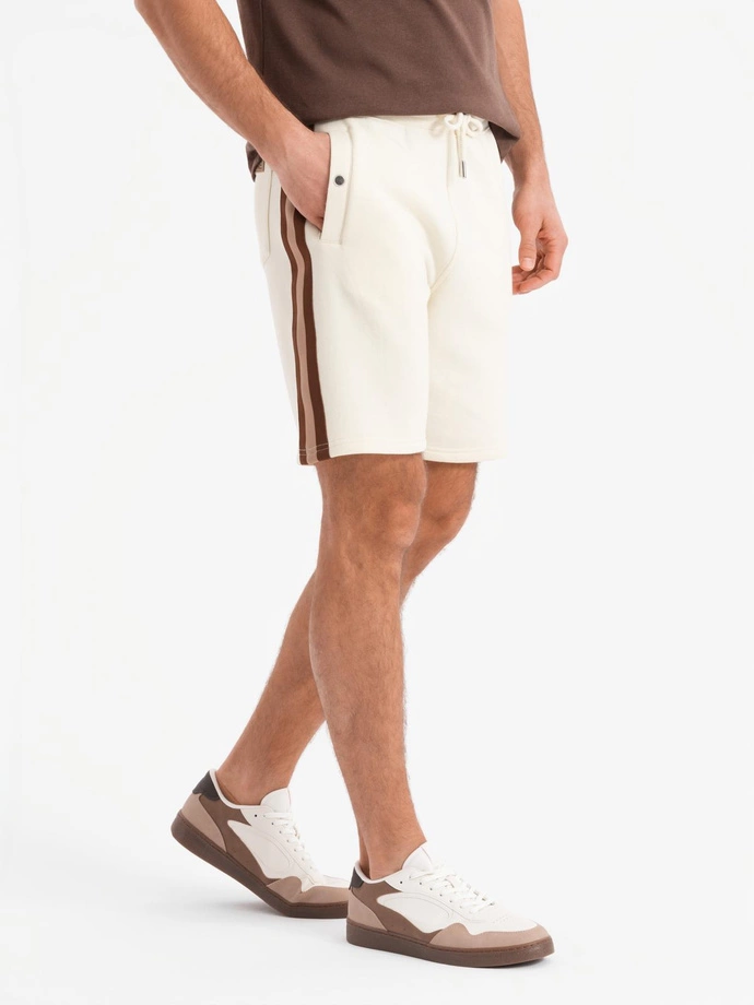 Pantaloni scurți casual pentru bărbați SLIM FIT jacquard knit - albastru marin V1 OM-SRCS-0168