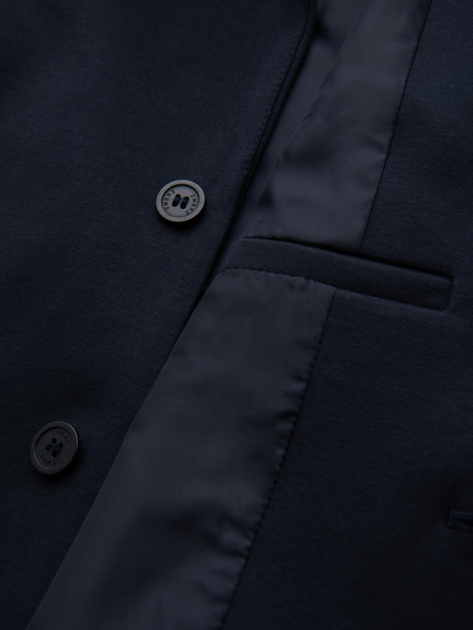 Pánska pletená bunda na mieru - tmavomodrá V3 OM-BLZB-0100