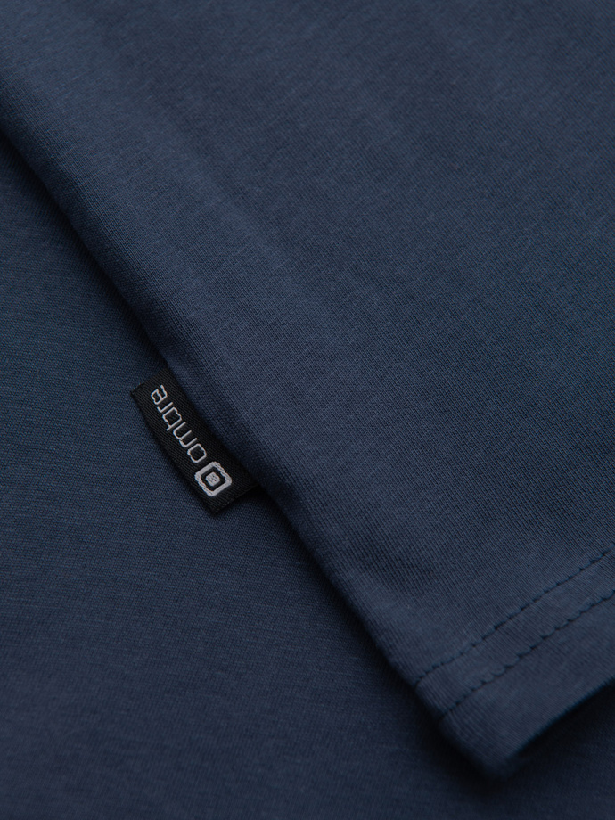 Men's casual t-shirt with pocket patch - navy blue V10 OM-TSCT-0109