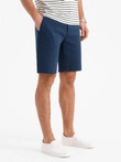 Vyriški SLIM FIT šortai iš struktūrinio trikotažo - tamsiai mėlyni V1 OM-SRCS-0169