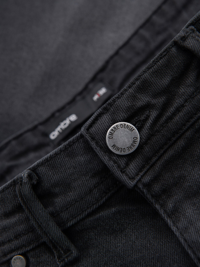 Pánské džínové šortky klasického střihu - černé V4 OM-SRDS-0171