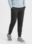 Pantaloni de trening pentru bărbați cu cusături și fermoar pe picior - grafit melange V2 OM-PASK-0147