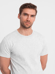 Men's fulllprint t-shirt in palm leaves - grey V2 OM-TSFP-0182