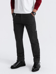 Pantaloni pentru bărbați cu buzunare cargo și tiv la picior - negru V5 OM-PACG-0189