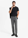 Vyriški SLIM FIT marškinėliai su elastanu ir spauda - juodi V1 OM-TSBC-0222