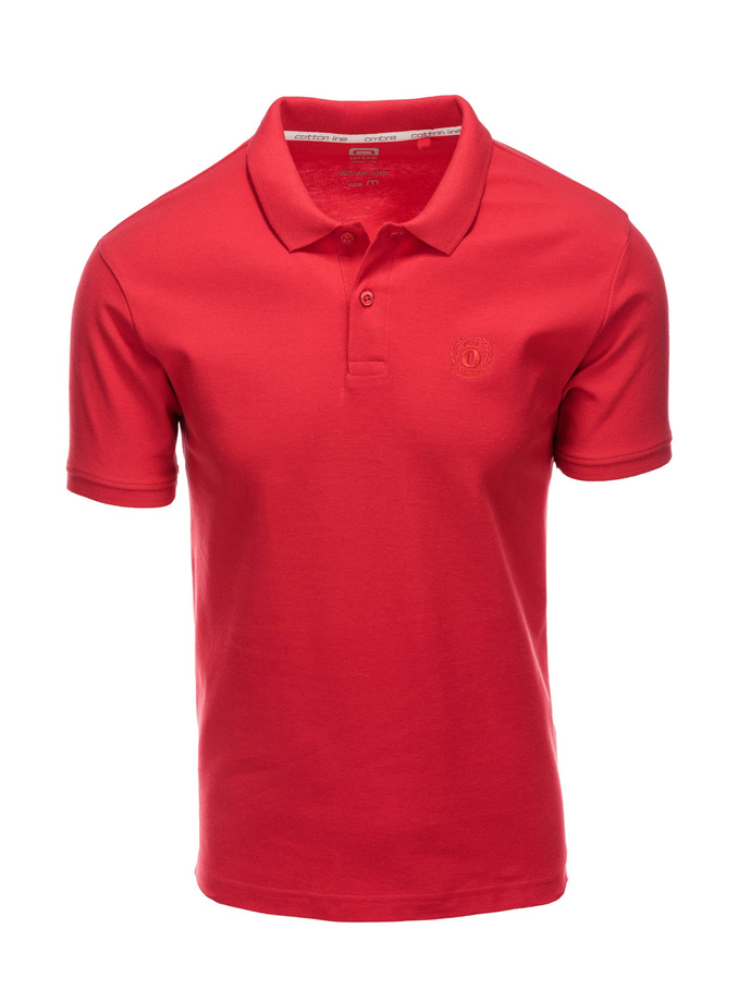 Tricou polo bărbătesc din tricot piqué - roșu V22 S1374