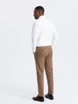 Pánské chino kalhoty SLIM FIT s jemnou strukturou - hnědé V2 OM-PACP-0190