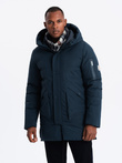 Men's long seasonal outdoor style jacket - navy blue V2 OM-JALJ-0202