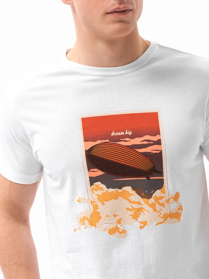 Men's printed t-shirt V-10A- white S1434