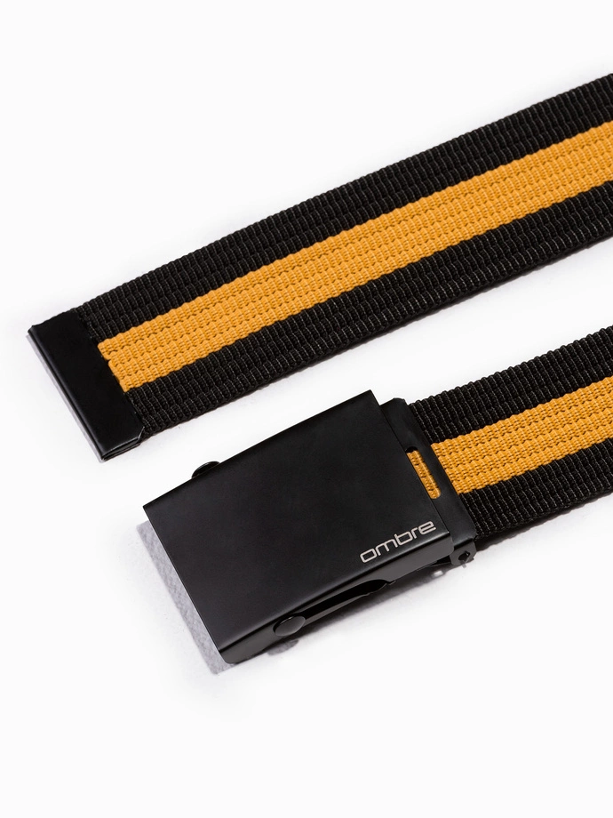 Men's belt with matte buckle - black and yellow A377