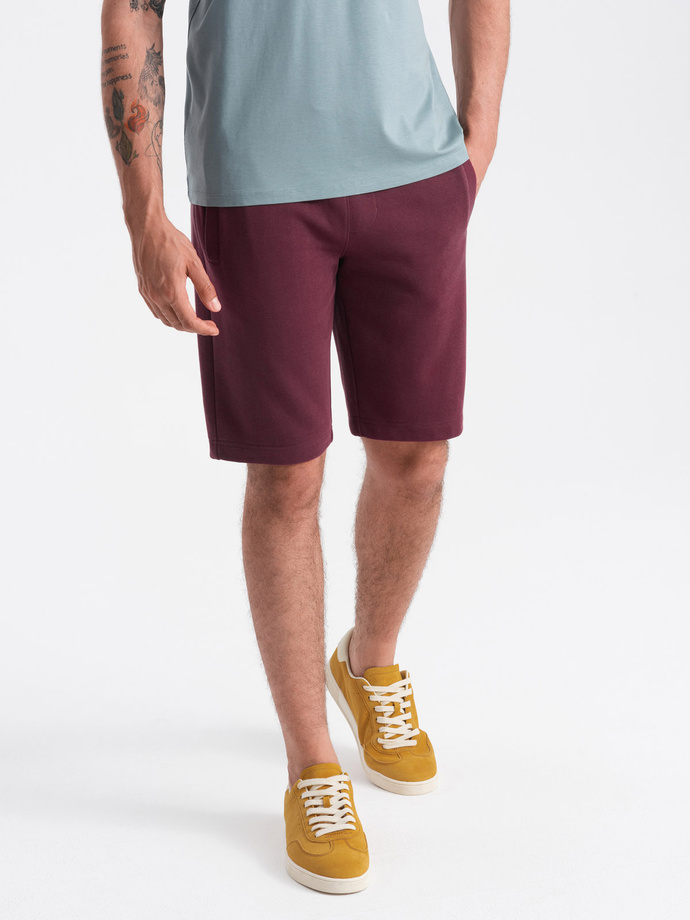 Men's pre-knee BASIC sweat shorts - maroon V3 OM-SRBS-0149