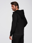 Unbuttoned men's sweatshirt with stand-up collar and hood - black V1 OM-SSZP-0216