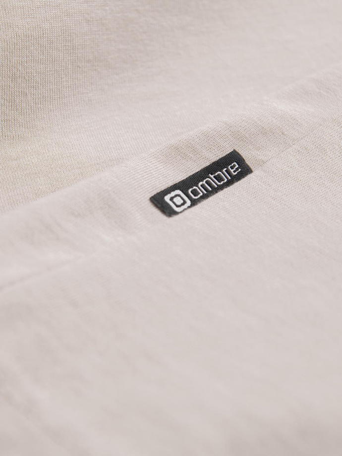 Men's unprinted longsleeve with v-neck - light beige V1 OM-LSBL-0108