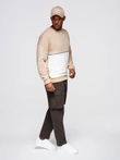 Men's OVERSIZE sweatshirt with contrasting color combination - beige V2 OM-SSNZ-0130