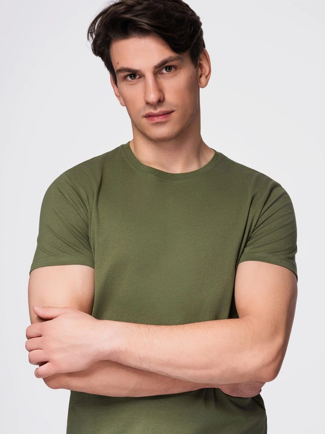 Tricou clasic BASIC din bumbac pentru bărbați - violet V13 OM-TSBS-0146