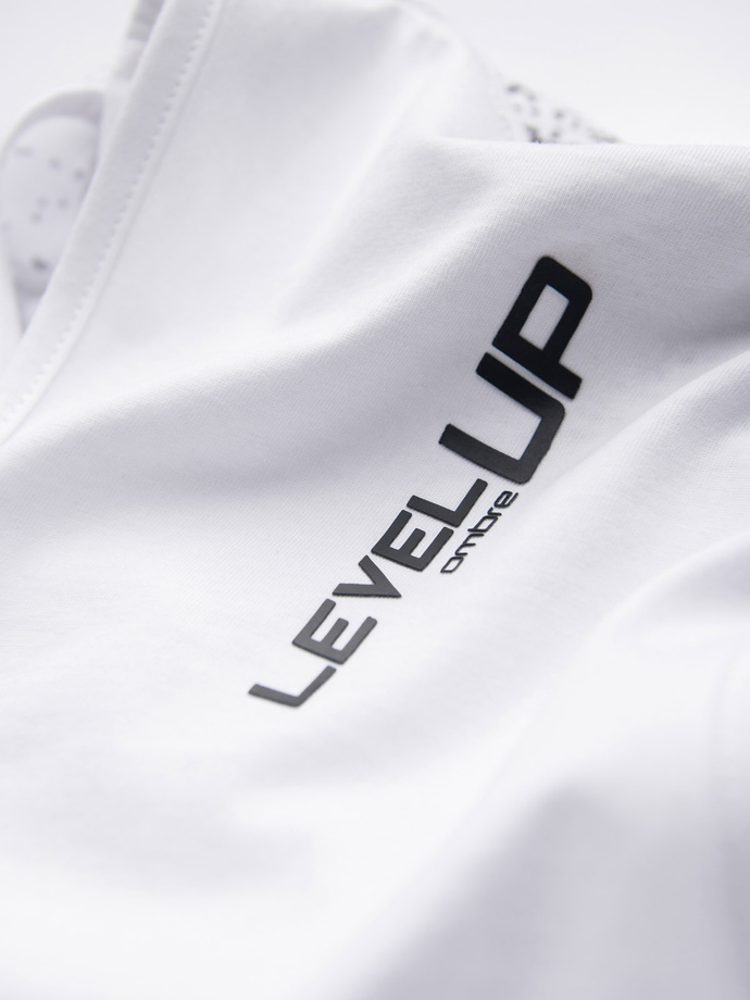 Vyriški medvilniniai marškinėliai su gradientine spauda - balti V1 OM-TSPT-22SS-001