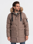Men's winter parka jacket - light brown V6 OM-JALJ-0132