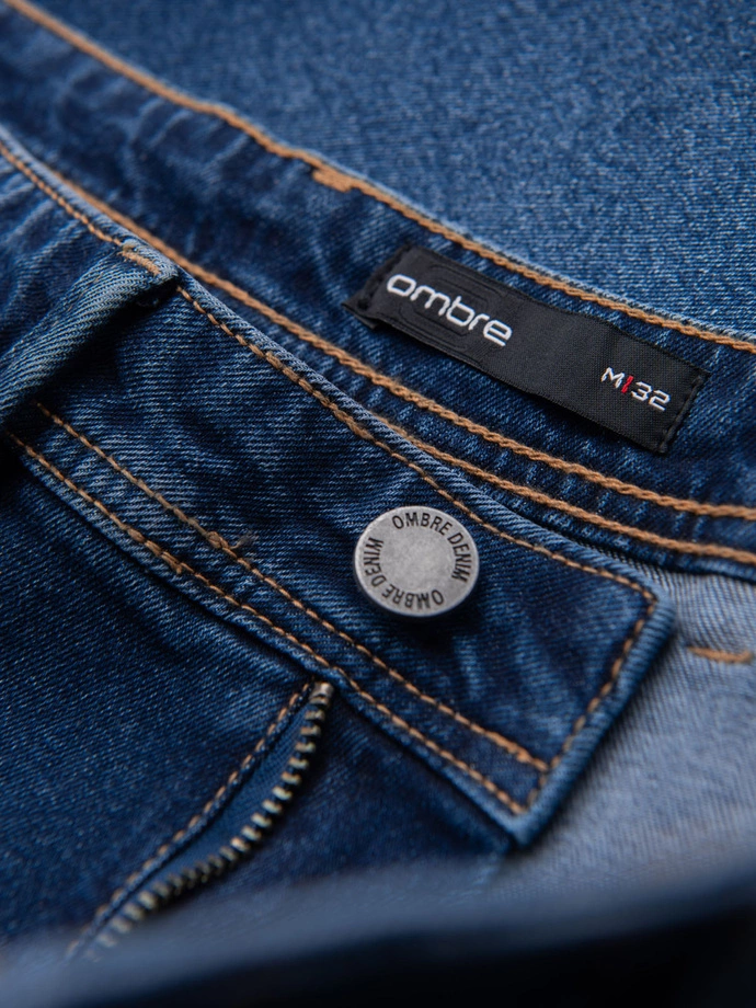 Pánské džínové šortky klasického střihu - tmavě modré V3 OM-SRDS-0171