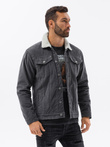 Men's mid-season jacket - dark grey C524