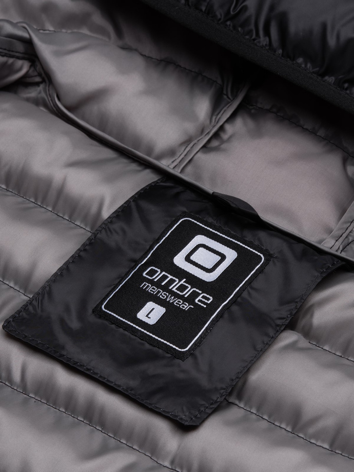 Men's mid-season quilted jacket - black/grey C319