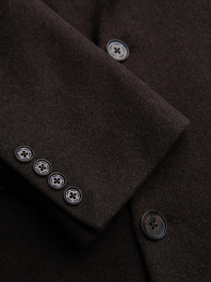 Men's double-breasted wool coat - dark brown V3 OM-COWC-0133