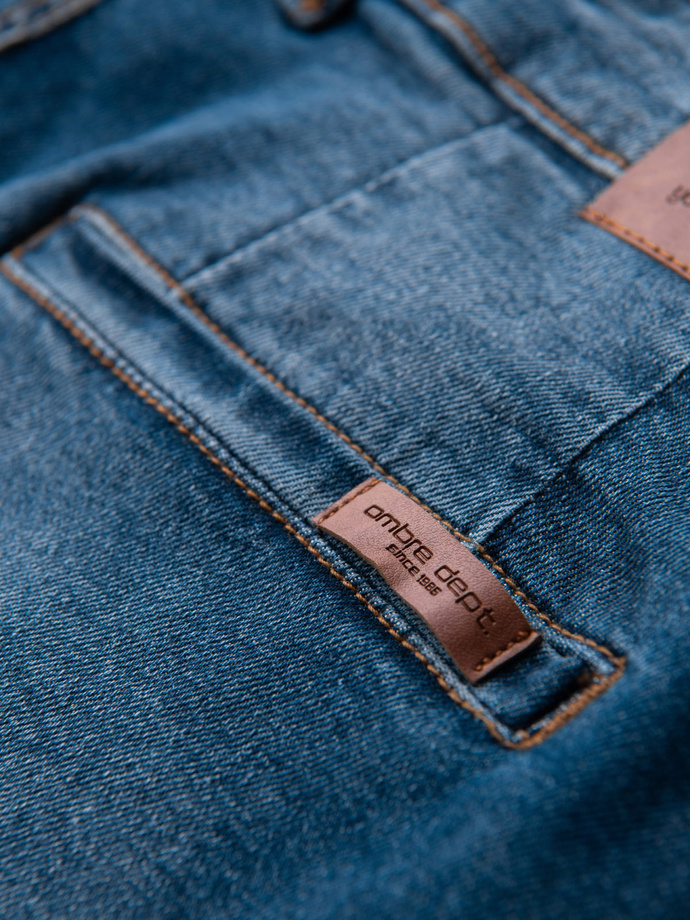 Men's CARROT denim pants with rubbing - blue V2 OM-PADP-0253