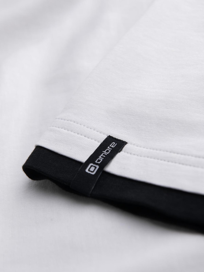 Tricou cu glugă din bumbac pentru bărbați - alb V1 OM-TSCT-0256