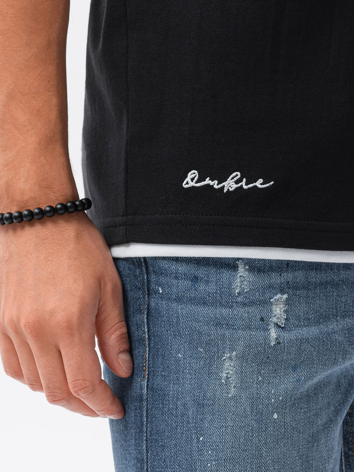 Bluza polo simpla barbati - negru S1382