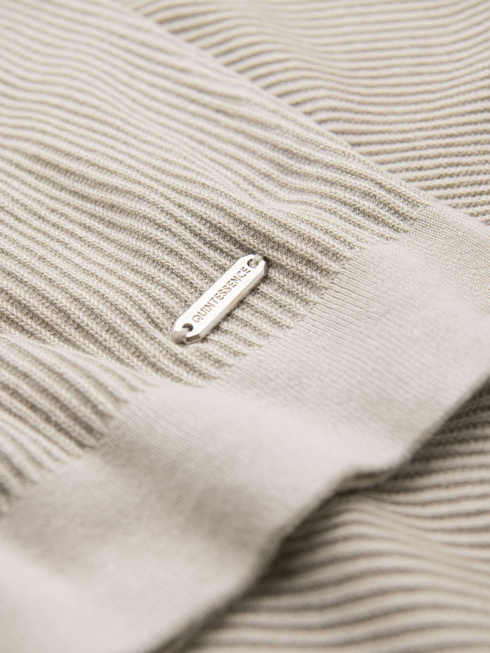 Men's buttonless polo shirt with open collar - light grey V3 OM-POSS-0160