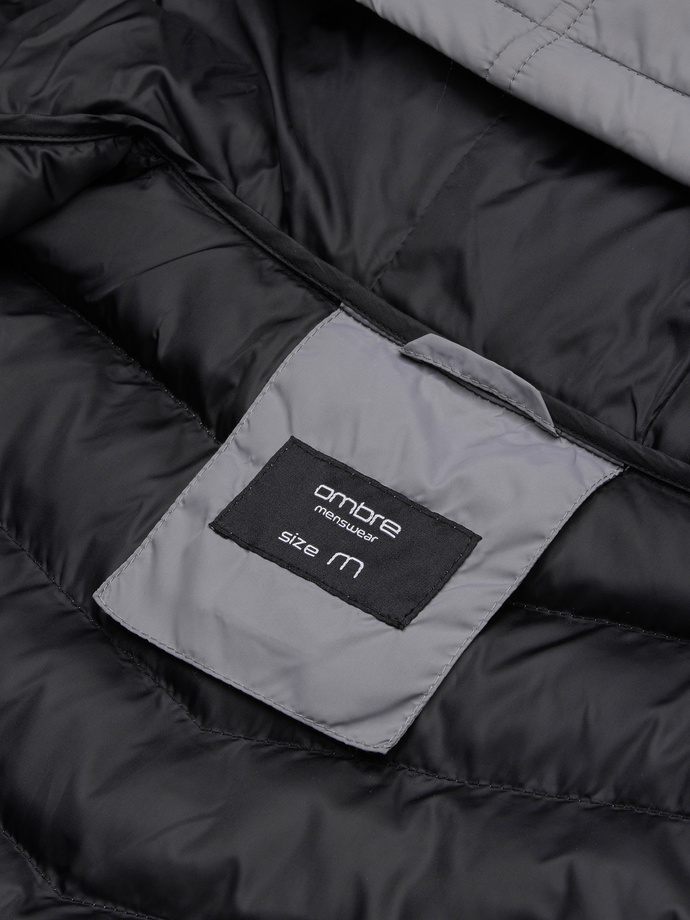 Vyriška dygsniuota sportinė striukė - pilka V5 OM-JALP-0118