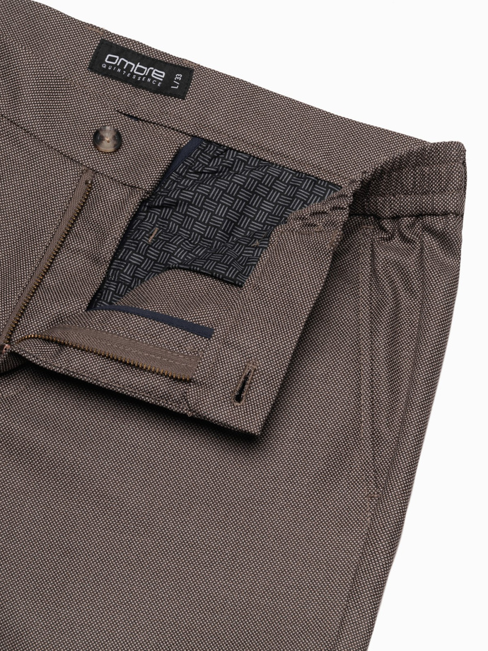 Pantaloni chino clasic pentru bărbați SLIM FIT - bej închis V2 OM-PACP-0182