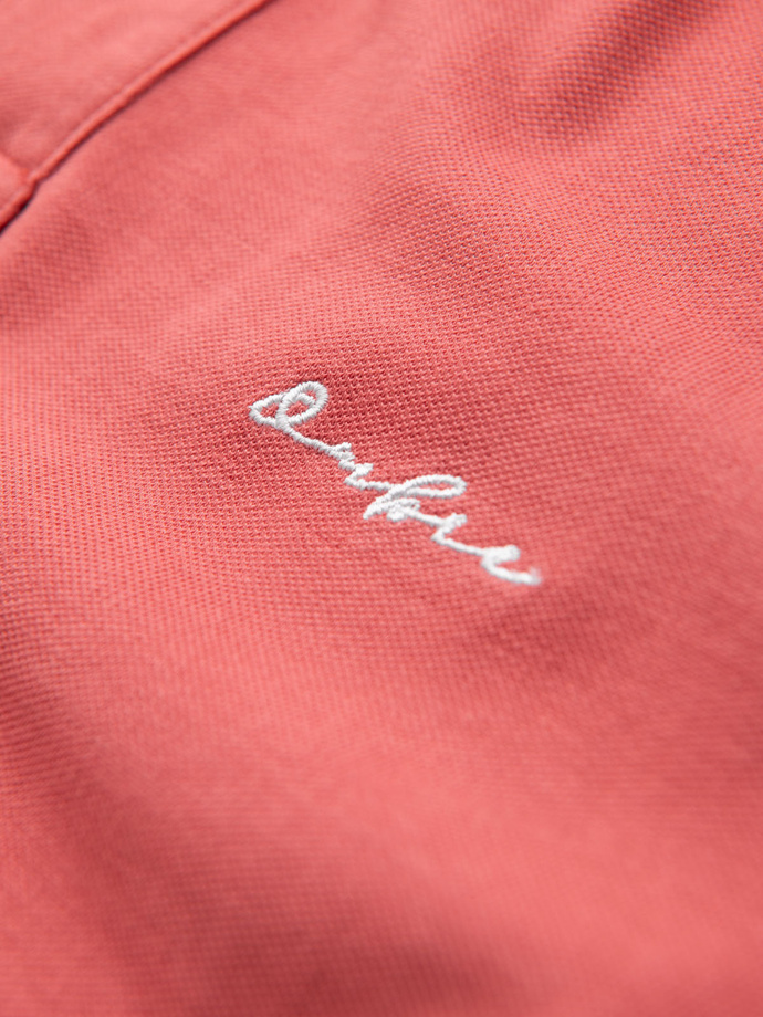 Bavlnená polokošeľa z piké úpletu - koralová V6 OM-POSS-0103