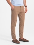 Pánske chino nohavice SLIM FIT - svetlohnedé V2 OM-PACP-0186