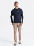 Men's signature elastane longsleeve with round neckline - navy blue V2 OM-LSCL-0102