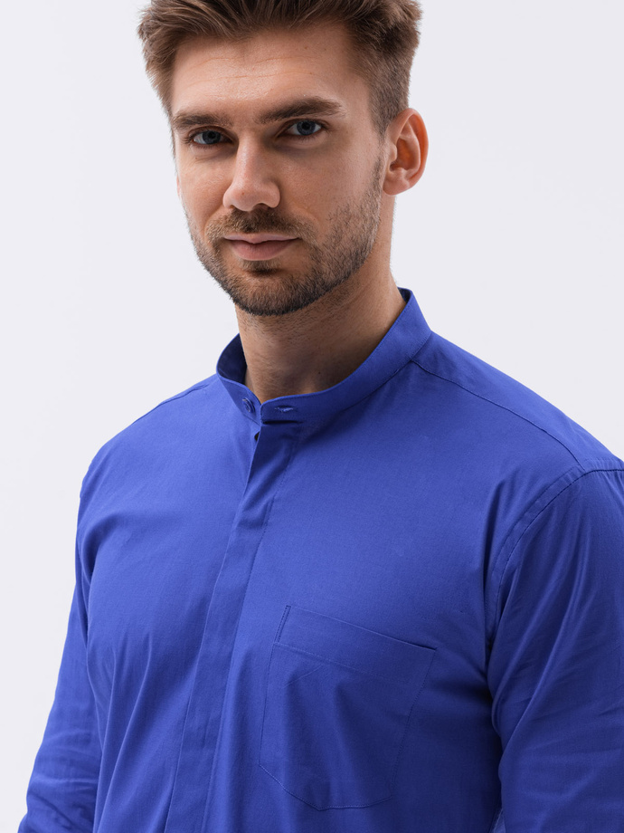Men's elegant shirt with long sleeves - blue K307