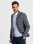 Men's blazer with elbow patches - navy blue V2 OM-BLZB-0108