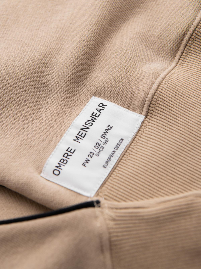 Pánska mikina OVERSIZE s kontrastnou farebnou kombináciou - béžová V2 OM-SSNZ-0130