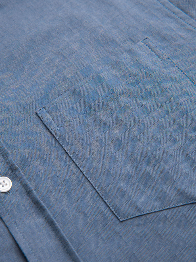 Vyriški SLIM FIT marškiniai su kišenėmis - mėlyni OM-SHCS-0174