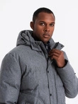 Men's lightweight jacket with mesh lining and hood - grey V1 OM-JAHP-0203