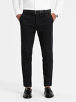 Men's SLIM FIT chino pants with fine texture - black V5 OM-PACP-0190