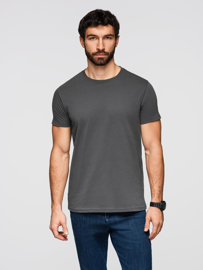 Tricou clasic BASIC din bumbac pentru bărbați - violet V13 OM-TSBS-0146