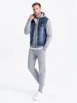 Men's mid-season jeans jacket - denim/grey OM-JADJ-0124