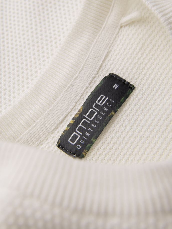 Pánské pletené tričko s jemnou texturou - bílé V1 OM-TSCT-0244