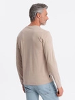 Men's BASIC longsleeve with round neckline - beige V8 OM-LSBL-0106