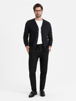 Monochrome knitted men's viscose cardigan - black V2 OM-SWCD-0126
