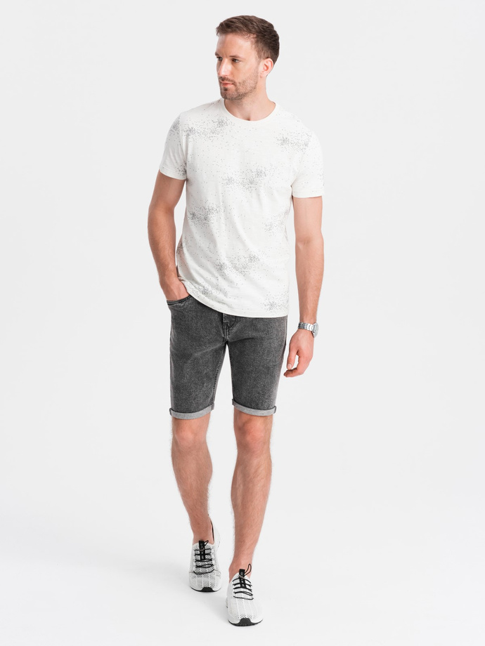 Men's denim shorts with rolled up legs - gray V3 OM-SRDS-0134