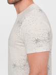 Tricou bărbătesc cu imprimeu integral și litere împrăștiate - bej deschis V1 OM-TSFP-0179
