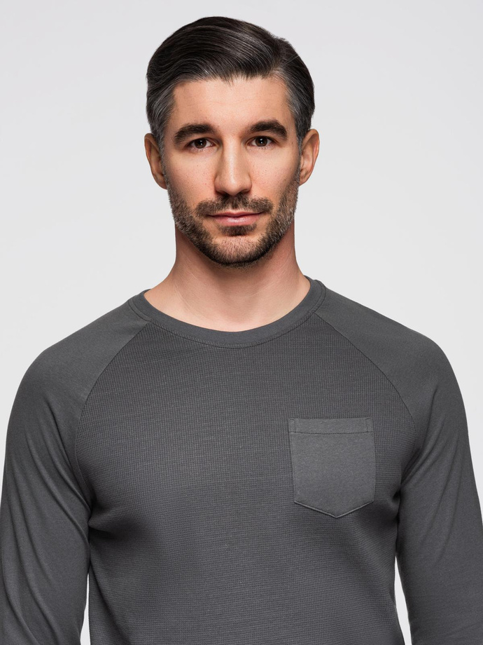 Men's longsleeve with "waffle" texture - graphite V5 OM-LSCL-0109