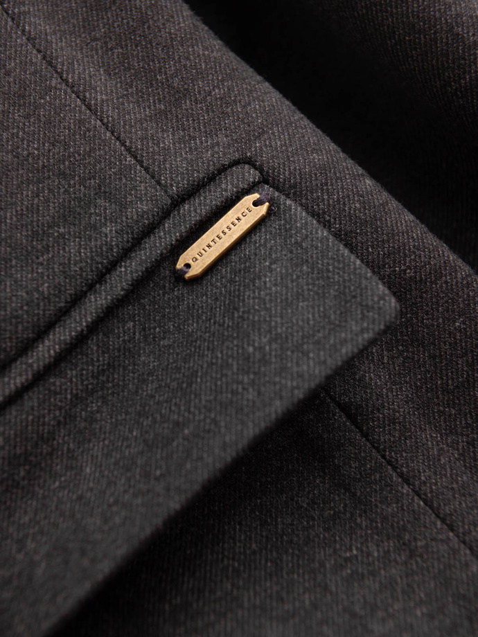 Vyriška melanžinė striukė iš dirbtinio pluošto su atsegama apykakle - juoda melanžinė V5 OM-BLZB-0131
